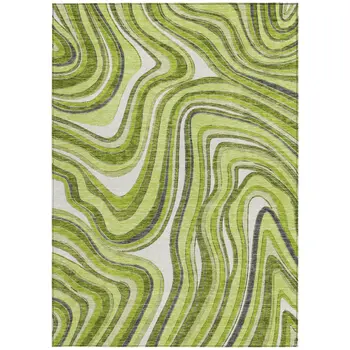 3' X 5' Lime Green And Charcoal Abstract Washable Indoor Outdoor Area Rug