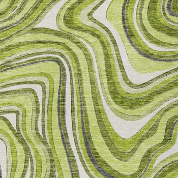 8' X 10' Lime Green And Charcoal Abstract Washable Indoor Outdoor Area Rug