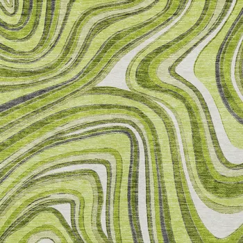 9' X 12' Lime Green And Charcoal Abstract Washable Indoor Outdoor Area Rug