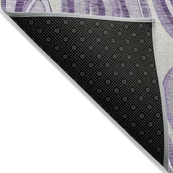 3' X 5' Lavender Purple And Ivory Abstract Washable Indoor Outdoor Area Rug