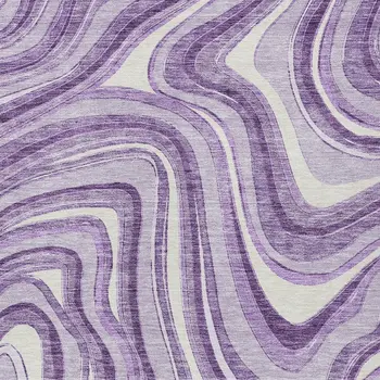 5' X 8' Lavender Purple And Ivory Abstract Washable Indoor Outdoor Area Rug
