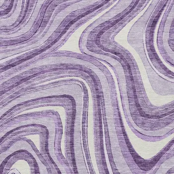 9' X 12' Lavender Purple And Ivory Abstract Washable Indoor Outdoor Area Rug