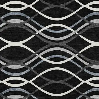 10' X 14' Black Gray And Ivory Abstract Washable Indoor Outdoor Area Rug