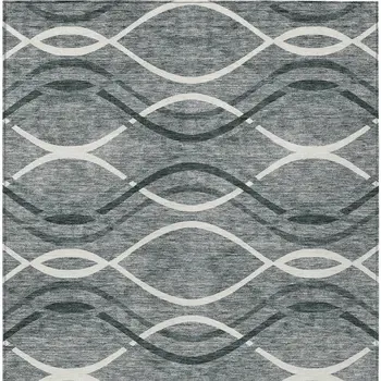 3' X 5' Gray Ivory And Charcoal Abstract Washable Indoor Outdoor Area Rug