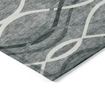3' X 5' Gray Ivory And Charcoal Abstract Washable Indoor Outdoor Area Rug