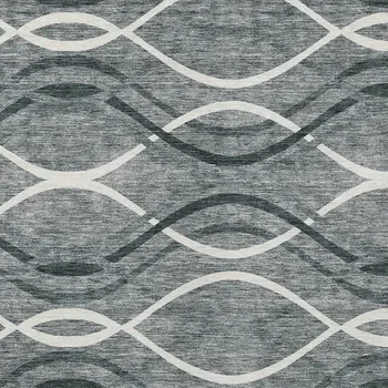 3' X 5' Gray Ivory And Charcoal Abstract Washable Indoor Outdoor Area Rug