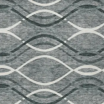 10' X 14' Gray Ivory And Charcoal Abstract Washable Indoor Outdoor Area Rug