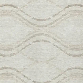 5' X 8' Ivory Beige And Taupe Abstract Washable Indoor Outdoor Area Rug
