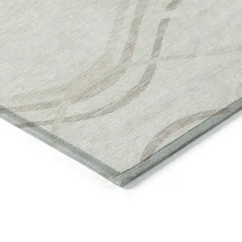 8' X 10' Ivory Beige And Taupe Abstract Washable Indoor Outdoor Area Rug