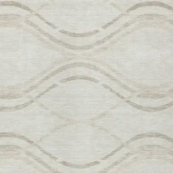 8' X 10' Ivory Beige And Taupe Abstract Washable Indoor Outdoor Area Rug