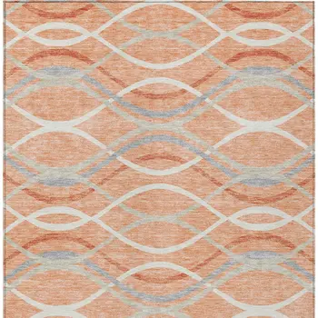 10' X 14' Peach Orange And Gray Abstract Washable Indoor Outdoor Area Rug