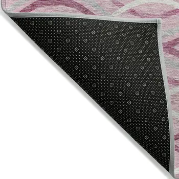 10' X 14' Pink Mauve And Ivory Abstract Washable Indoor Outdoor Area Rug