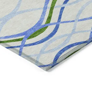 8' X 10' Sky Blue And Beige Abstract Washable Indoor Outdoor Area Rug