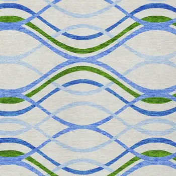 8' X 10' Sky Blue And Beige Abstract Washable Indoor Outdoor Area Rug