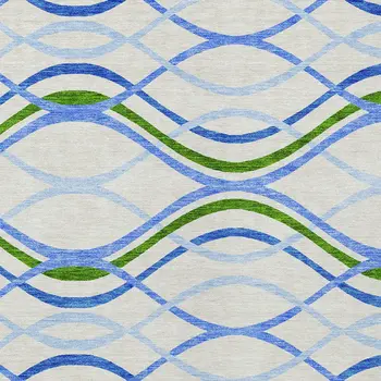 9' X 12' Sky Blue And Beige Abstract Washable Indoor Outdoor Area Rug