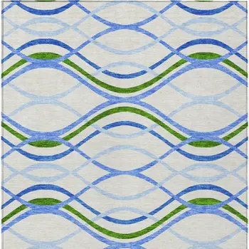 10' X 14' Sky Blue And Beige Abstract Washable Indoor Outdoor Area Rug