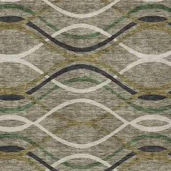 3' X 5' Taupe Beige And Charcoal Abstract Washable Indoor Outdoor Area Rug