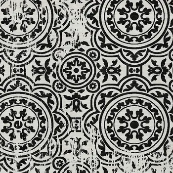 10' X 14' Black And Ivory Medallion Washable Indoor Outdoor Area Rug