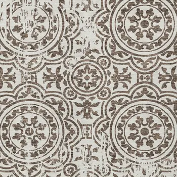 10' X 14' Chocolate And Ivory Medallion Washable Indoor Outdoor Area Rug