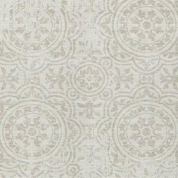 3' X 5' Ivory And Beige Medallion Washable Indoor Outdoor Area Rug