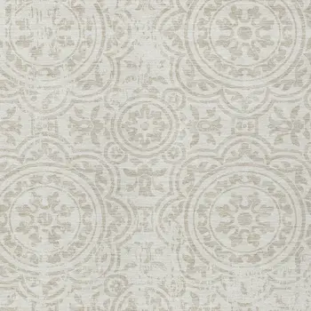 9' X 12' Ivory And Beige Medallion Washable Indoor Outdoor Area Rug