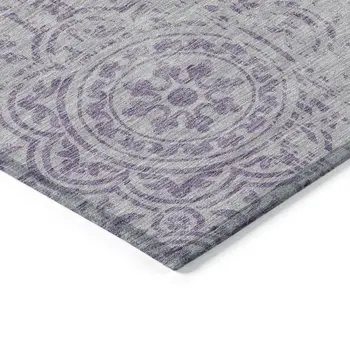 3' X 5' Lavender And Lilac Medallion Washable Indoor Outdoor Area Rug