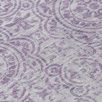 8' Lavender And Lilac Round Medallion Washable Indoor Outdoor Area Rug