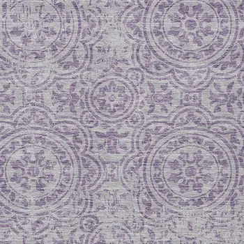 10' X 14' Lavender And Lilac Medallion Washable Indoor Outdoor Area Rug