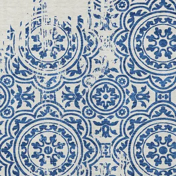 3' X 5' Navy Blue And Ivory Medallion Washable Indoor Outdoor Area Rug