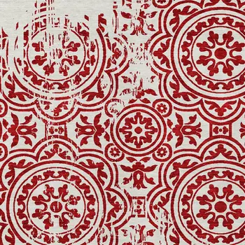 9' X 12' Red And Ivory Medallion Washable Indoor Outdoor Area Rug