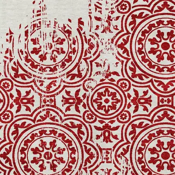 10' X 14' Red And Ivory Medallion Washable Indoor Outdoor Area Rug