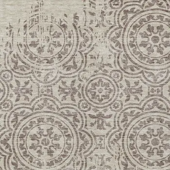 5' X 8' Taupe And Beige Medallion Washable Indoor Outdoor Area Rug