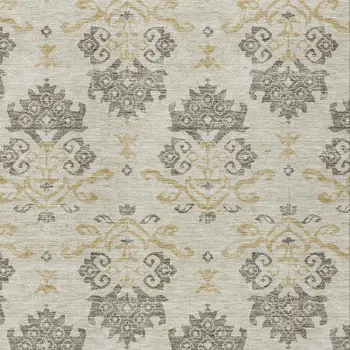 3' X 5' Beige Tan And Taupe Oriental Washable Indoor Outdoor Area Rug