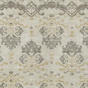 8' X 10' Beige Tan And Taupe Oriental Washable Indoor Outdoor Area Rug