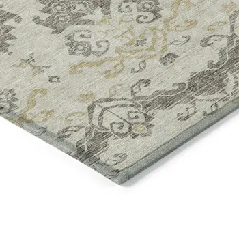 10' X 14' Beige Tan And Taupe Oriental Washable Indoor Outdoor Area Rug