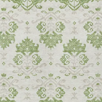 3' X 5' Green Beige And Taupe Oriental Washable Indoor Outdoor Area Rug