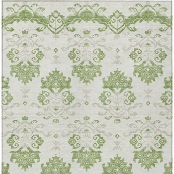 10' X 14' Green Beige And Taupe Oriental Washable Indoor Outdoor Area Rug