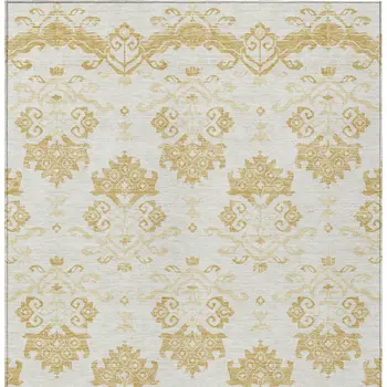 3' X 5' Gold Beige And Wheat Oriental Washable Indoor Outdoor Area Rug