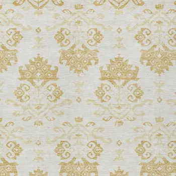 10' X 14' Gold Beige And Wheat Oriental Washable Indoor Outdoor Area Rug