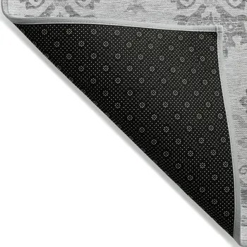8' X 10' Graphite Gray And Silver Oriental Washable Indoor Outdoor Area Rug