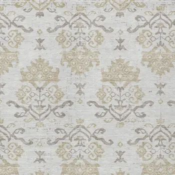 3' X 5' Ivory Beige And Taupe Oriental Washable Indoor Outdoor Area Rug