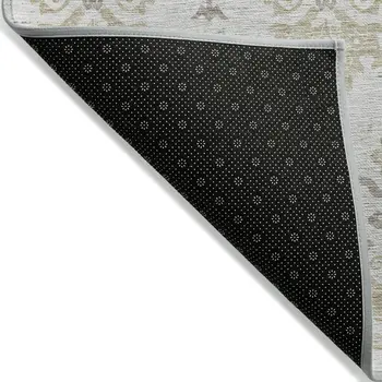 9' X 12' Ivory Beige And Taupe Oriental Washable Indoor Outdoor Area Rug