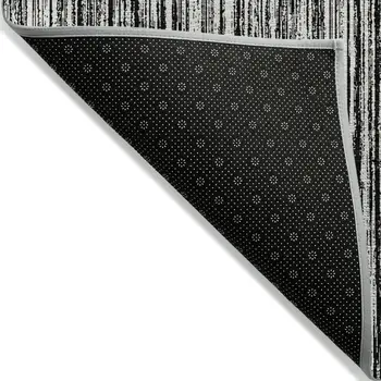 5' X 8' Black And Ivory Striped Washable Indoor Outdoor Area Rug