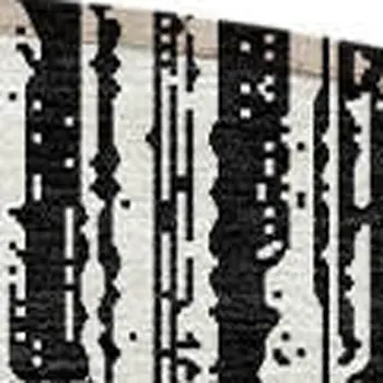 8' Black And Ivory Round Striped Washable Indoor Outdoor Area Rug