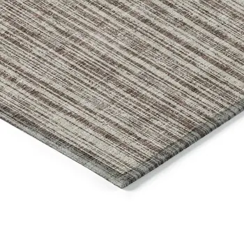3' X 5' Brown And Ivory Striped Washable Indoor Outdoor Area Rug