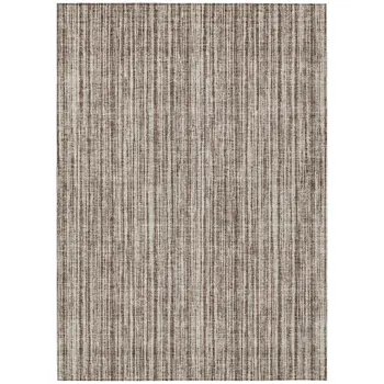 10' X 14' Brown And Ivory Striped Washable Indoor Outdoor Area Rug