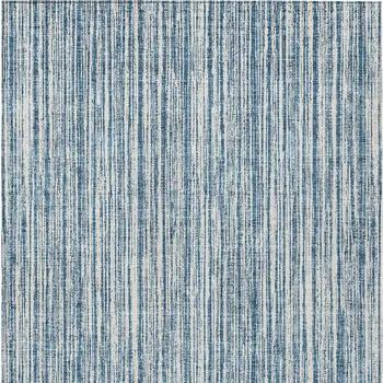 5' X 8' Blue And Ivory Striped Washable Indoor Outdoor Area Rug