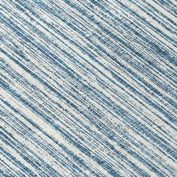 8' Blue And Ivory Round Striped Washable Indoor Outdoor Area Rug