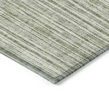 5' X 8' Green And Ivory Striped Washable Indoor Outdoor Area Rug