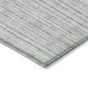 3' X 5' Gray And Silver Striped Washable Indoor Outdoor Area Rug